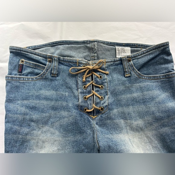 Mudd vintage Y2K Lace up low rise flare jeans size 7 juniors or waist 29 - Picture 5 of 12